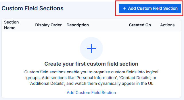 Add Section button