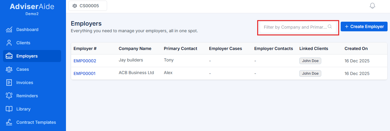 Employers search